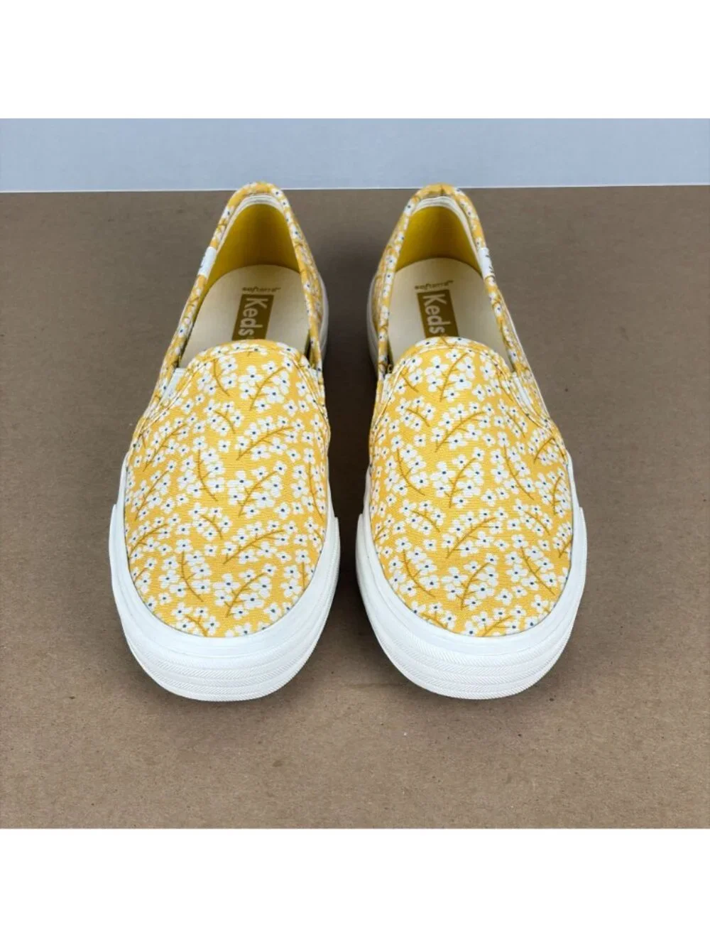 Keds Double Decker Floral Slip On Sneakers Womens 7 Yellow White Casual Platform